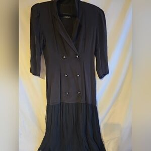 Elegant Black Double-Breasted Blazer Dress Vintage Large